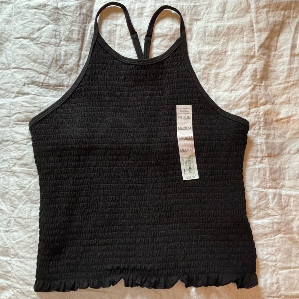 Brand new, Black high neck racer back crop top, women’s medium, snug fit!